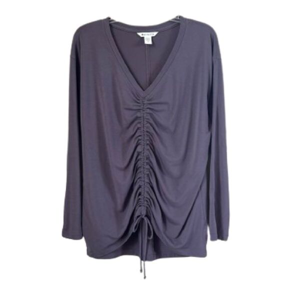 Athleta Yoga Studio Dry Wicking Ruched Eggplant Purple Activewear Top - Picture 1 of 12